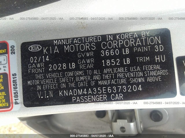 Photo 8 VIN: KNADM4A35E6373204 - KIA RIO 