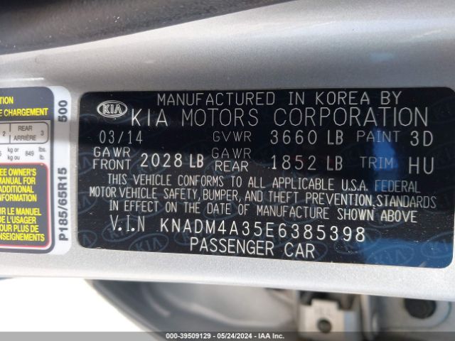 Photo 8 VIN: KNADM4A35E6385398 - KIA RIO 