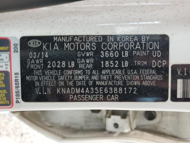 Photo 11 VIN: KNADM4A35E6388172 - KIA RIO LX 