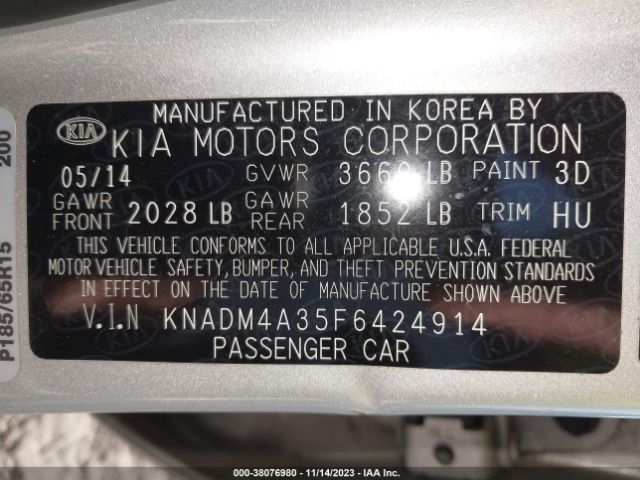 Photo 8 VIN: KNADM4A35F6424914 - KIA RIO 