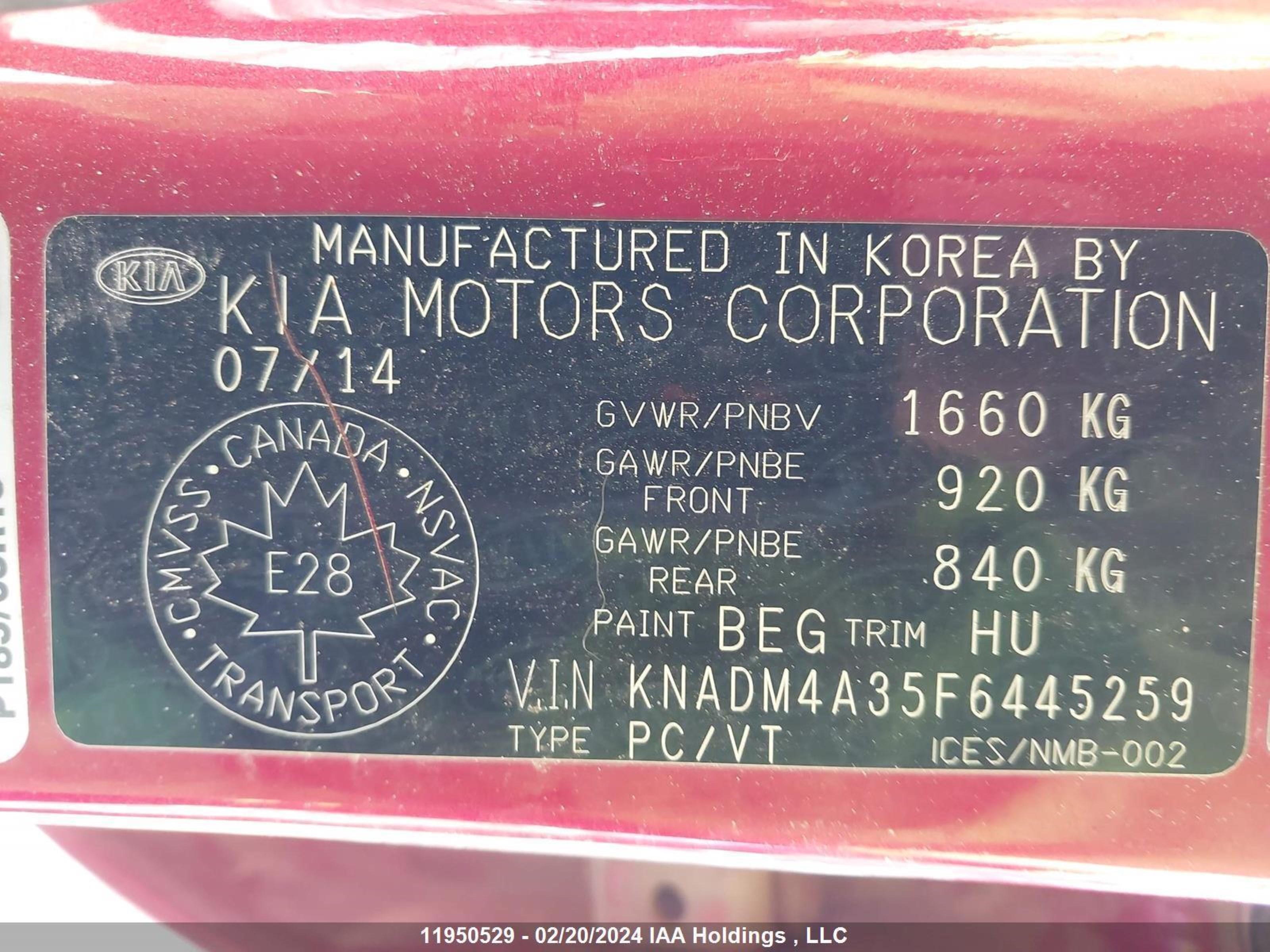 Photo 8 VIN: KNADM4A35F6445259 - KIA RIO 