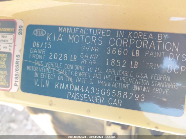 Photo 8 VIN: KNADM4A35G6588293 - KIA RIO 