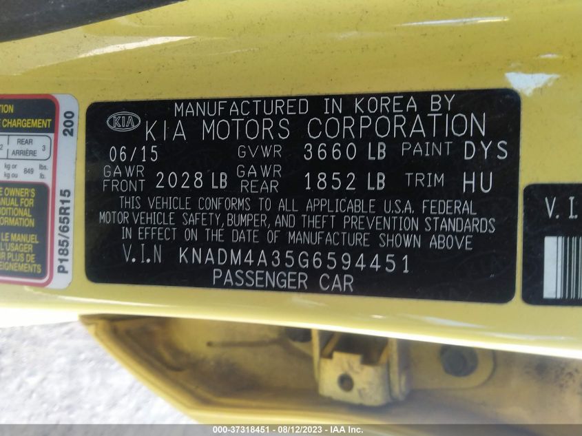 Photo 8 VIN: KNADM4A35G6594451 - KIA RIO 