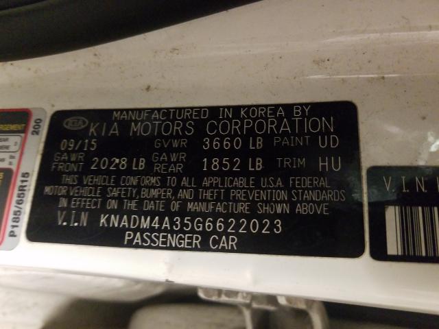 Photo 9 VIN: KNADM4A35G6622023 - KIA RIO LX 