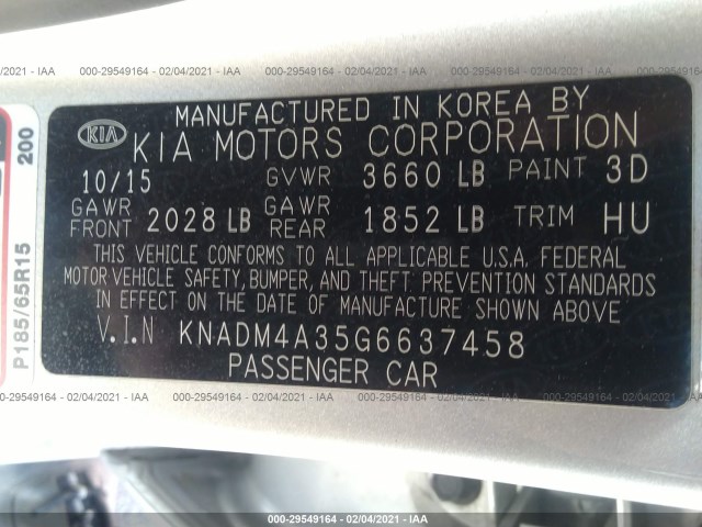 Photo 8 VIN: KNADM4A35G6637458 - KIA RIO 