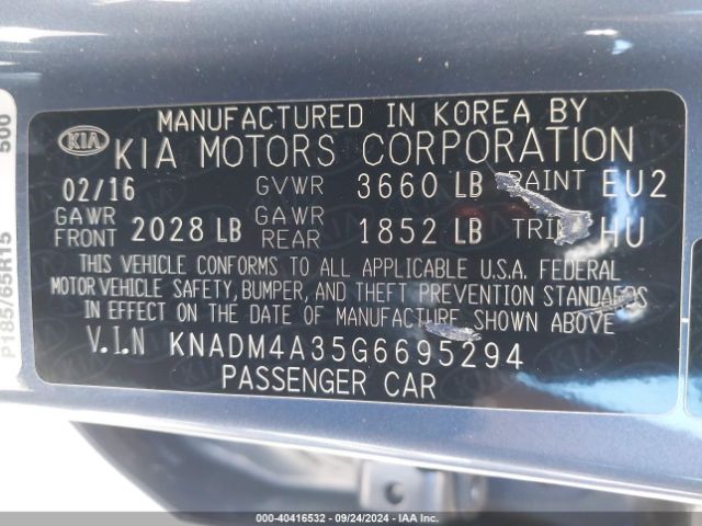 Photo 8 VIN: KNADM4A35G6695294 - KIA RIO 