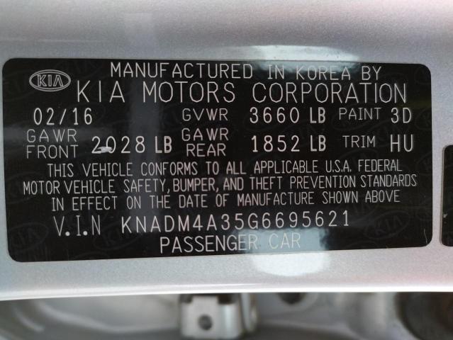 Photo 9 VIN: KNADM4A35G6695621 - KIA RIO LX 