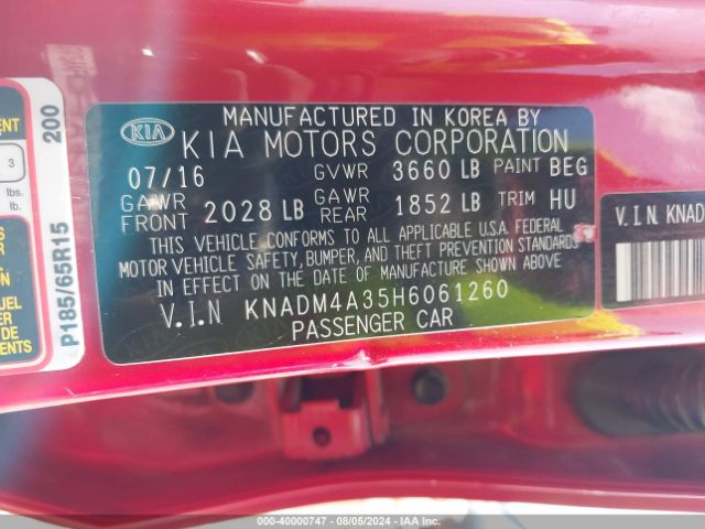 Photo 8 VIN: KNADM4A35H6061260 - KIA RIO 