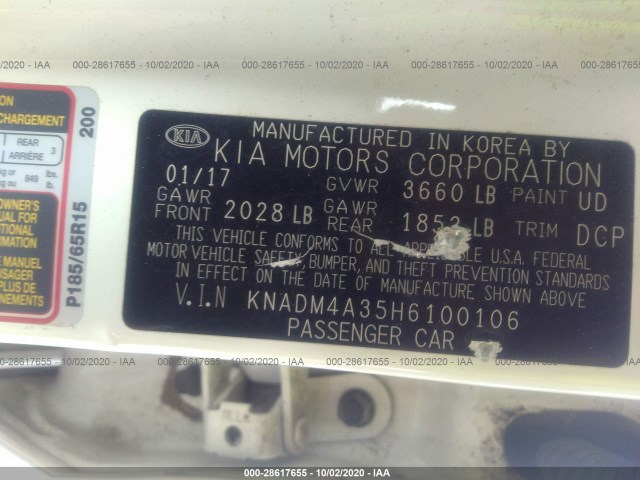 Photo 8 VIN: KNADM4A35H6100106 - KIA RIO 