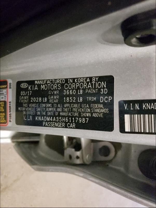 Photo 9 VIN: KNADM4A35H6117987 - KIA RIO LX 