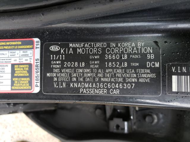 Photo 9 VIN: KNADM4A36C6046307 - KIA RIO LX 