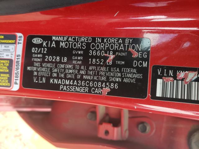 Photo 9 VIN: KNADM4A36C6084586 - KIA RIO LX 