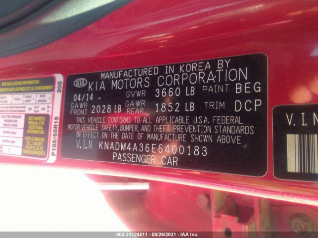 Photo 8 VIN: KNADM4A36E6400183 - KIA RIO 