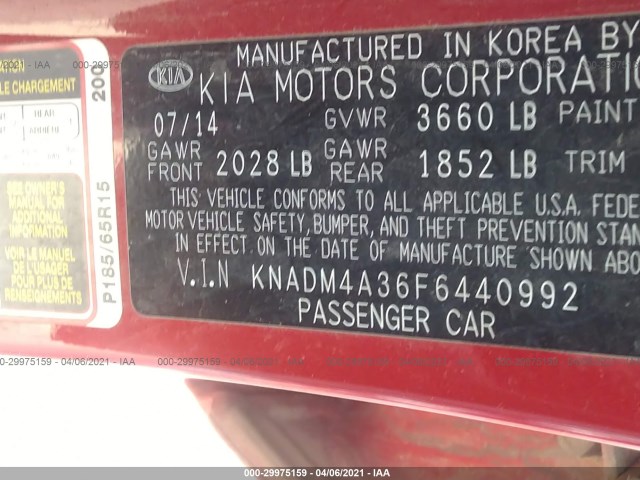 Photo 8 VIN: KNADM4A36F6440992 - KIA RIO 