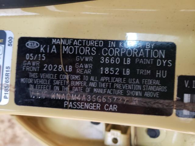 Photo 9 VIN: KNADM4A36G6573723 - KIA RIO LX 