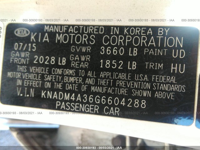 Photo 8 VIN: KNADM4A36G6604288 - KIA RIO 