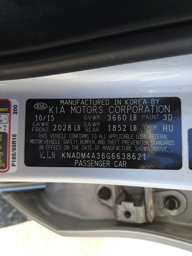 Photo 9 VIN: KNADM4A36G6638621 - KIA RIO LX 