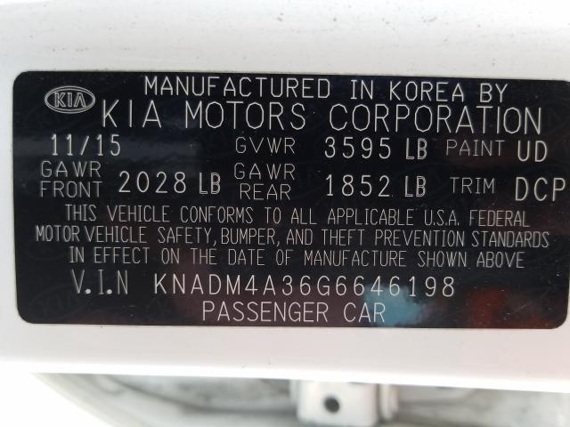 Photo 9 VIN: KNADM4A36G6646198 - KIA RIO LX 