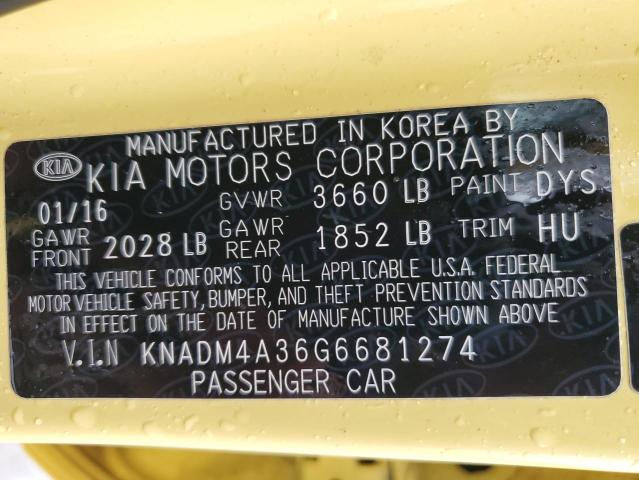 Photo 12 VIN: KNADM4A36G6681274 - KIA RIO 