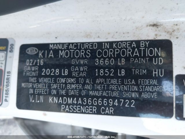 Photo 8 VIN: KNADM4A36G6694722 - KIA RIO 