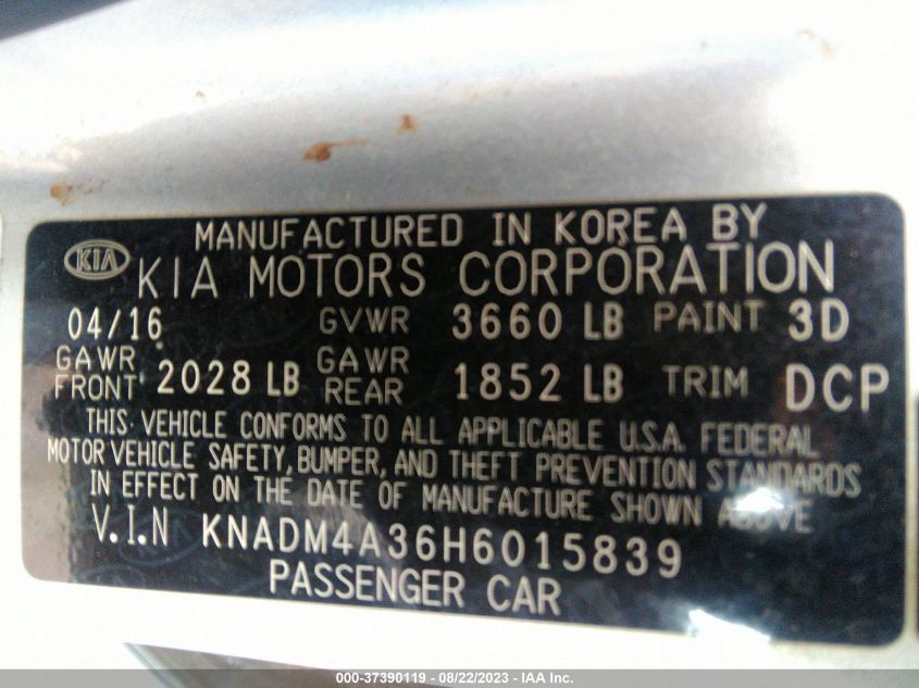 Photo 8 VIN: KNADM4A36H6015839 - KIA RIO 