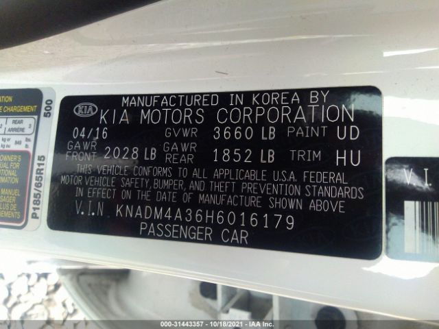 Photo 8 VIN: KNADM4A36H6016179 - KIA RIO 