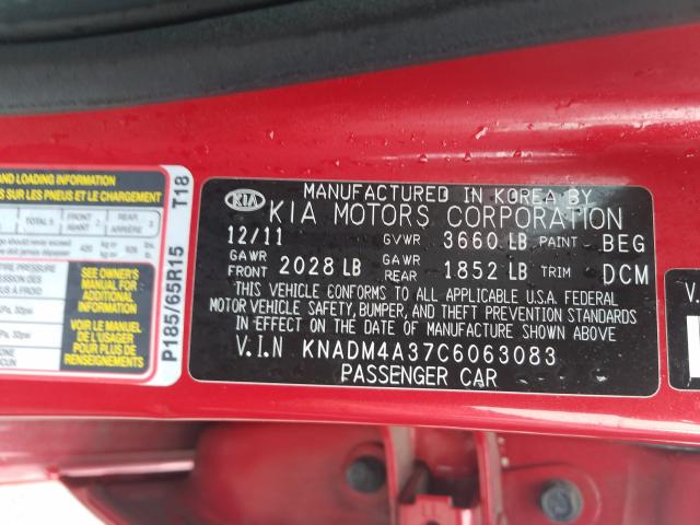 Photo 9 VIN: KNADM4A37C6063083 - KIA RIO LX 