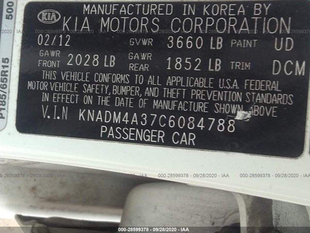 Photo 8 VIN: KNADM4A37C6084788 - KIA RIO 