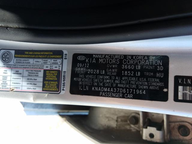 Photo 9 VIN: KNADM4A37D6171964 - KIA RIO LX 