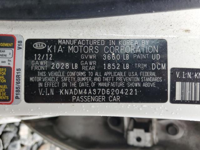 Photo 11 VIN: KNADM4A37D6204221 - KIA RIO LX 