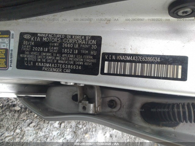 Photo 8 VIN: KNADM4A37E6386634 - KIA RIO 