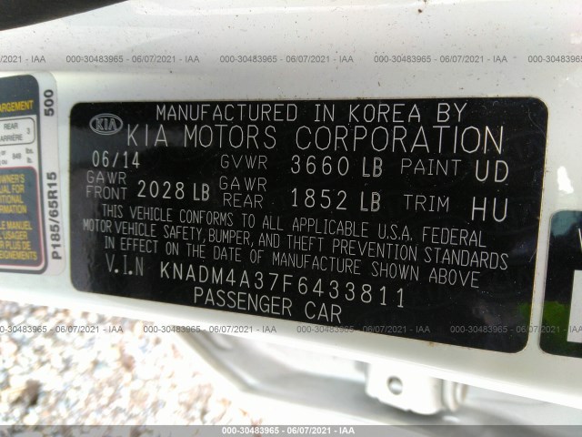 Photo 8 VIN: KNADM4A37F6433811 - KIA RIO 