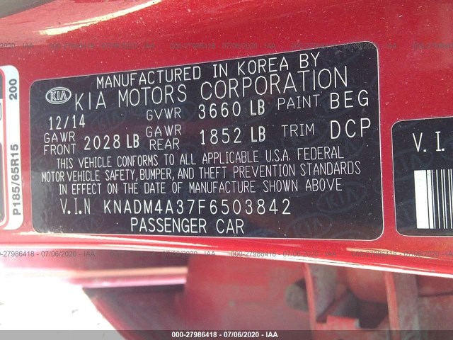 Photo 8 VIN: KNADM4A37F6503842 - KIA RIO 