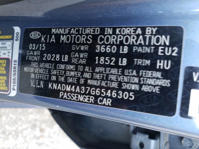 Photo 9 VIN: KNADM4A37G6546305 - KIA RIO LX 