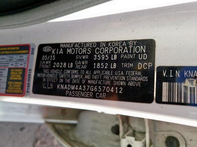 Photo 9 VIN: KNADM4A37G6570412 - KIA RIO LX 