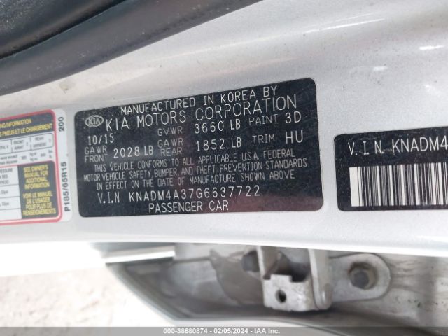 Photo 8 VIN: KNADM4A37G6637722 - KIA RIO 