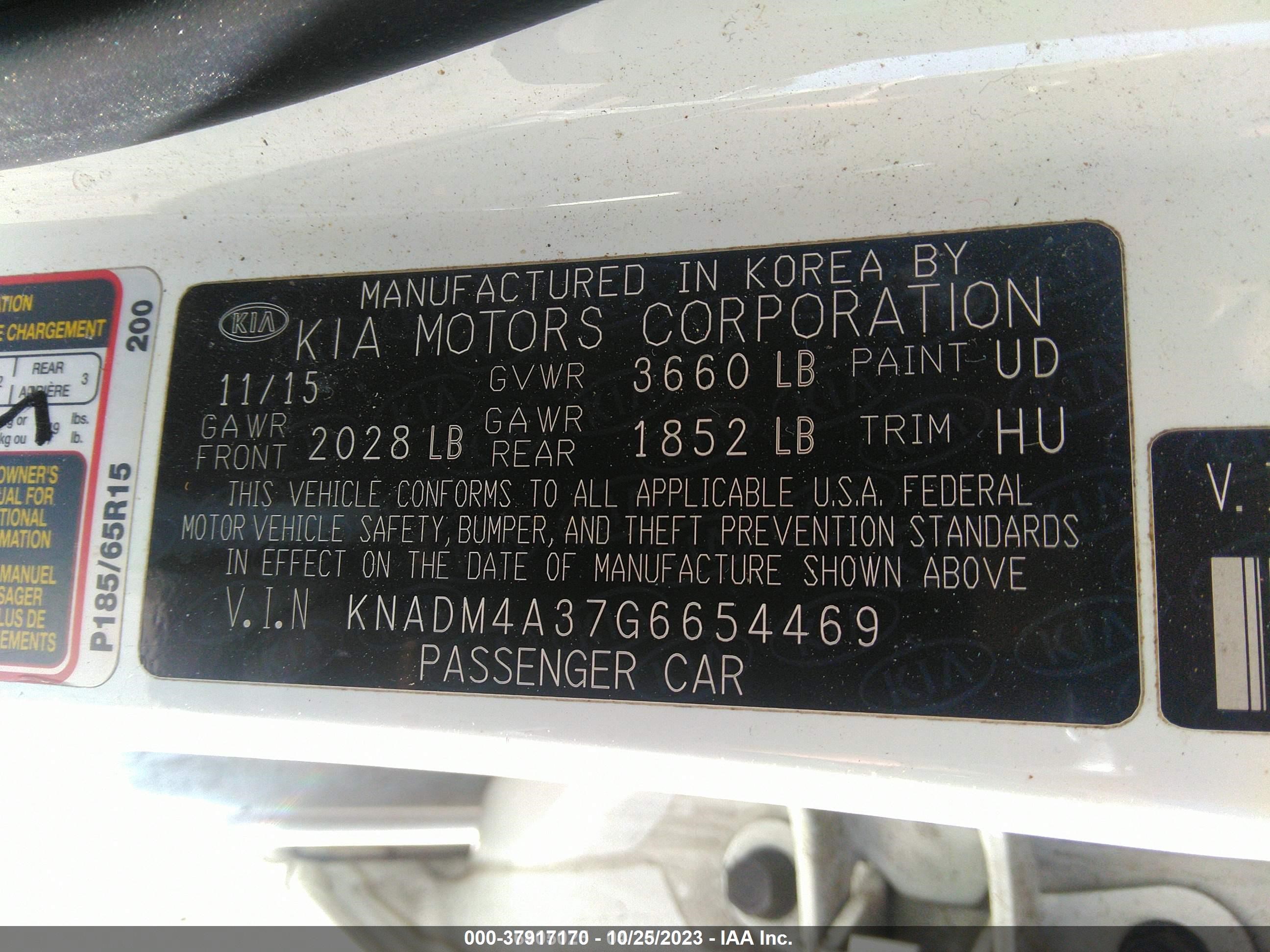 Photo 8 VIN: KNADM4A37G6654469 - KIA RIO 