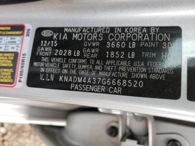 Photo 9 VIN: KNADM4A37G6668520 - KIA RIO LX 