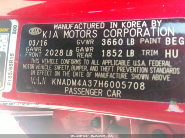 Photo 8 VIN: KNADM4A37H6005708 - KIA RIO 