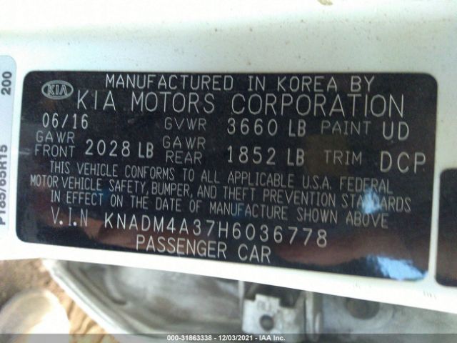 Photo 8 VIN: KNADM4A37H6036778 - KIA RIO 