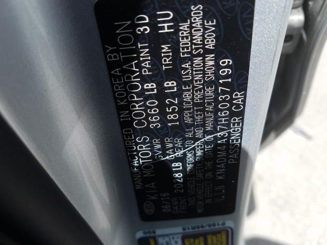 Photo 9 VIN: KNADM4A37H6037199 - KIA RIO LX 