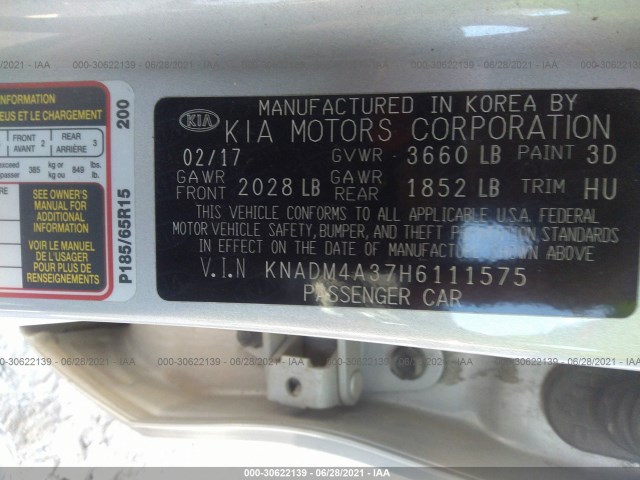 Photo 8 VIN: KNADM4A37H6111575 - KIA RIO 