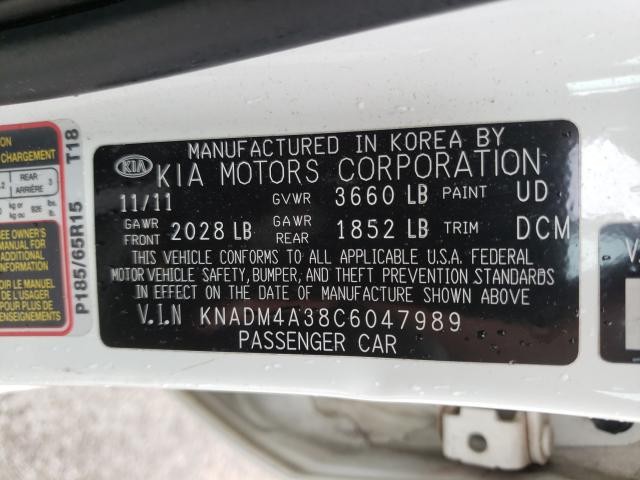 Photo 9 VIN: KNADM4A38C6047989 - KIA RIO LX 