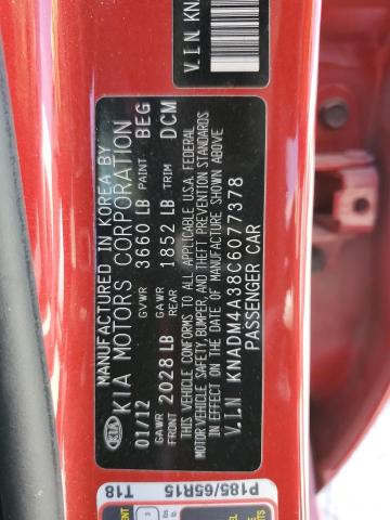 Photo 12 VIN: KNADM4A38C6077378 - KIA RIO LX 