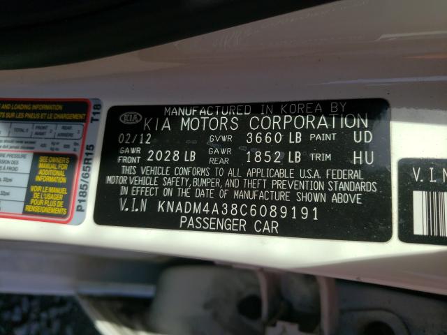 Photo 9 VIN: KNADM4A38C6089191 - KIA RIO LX 