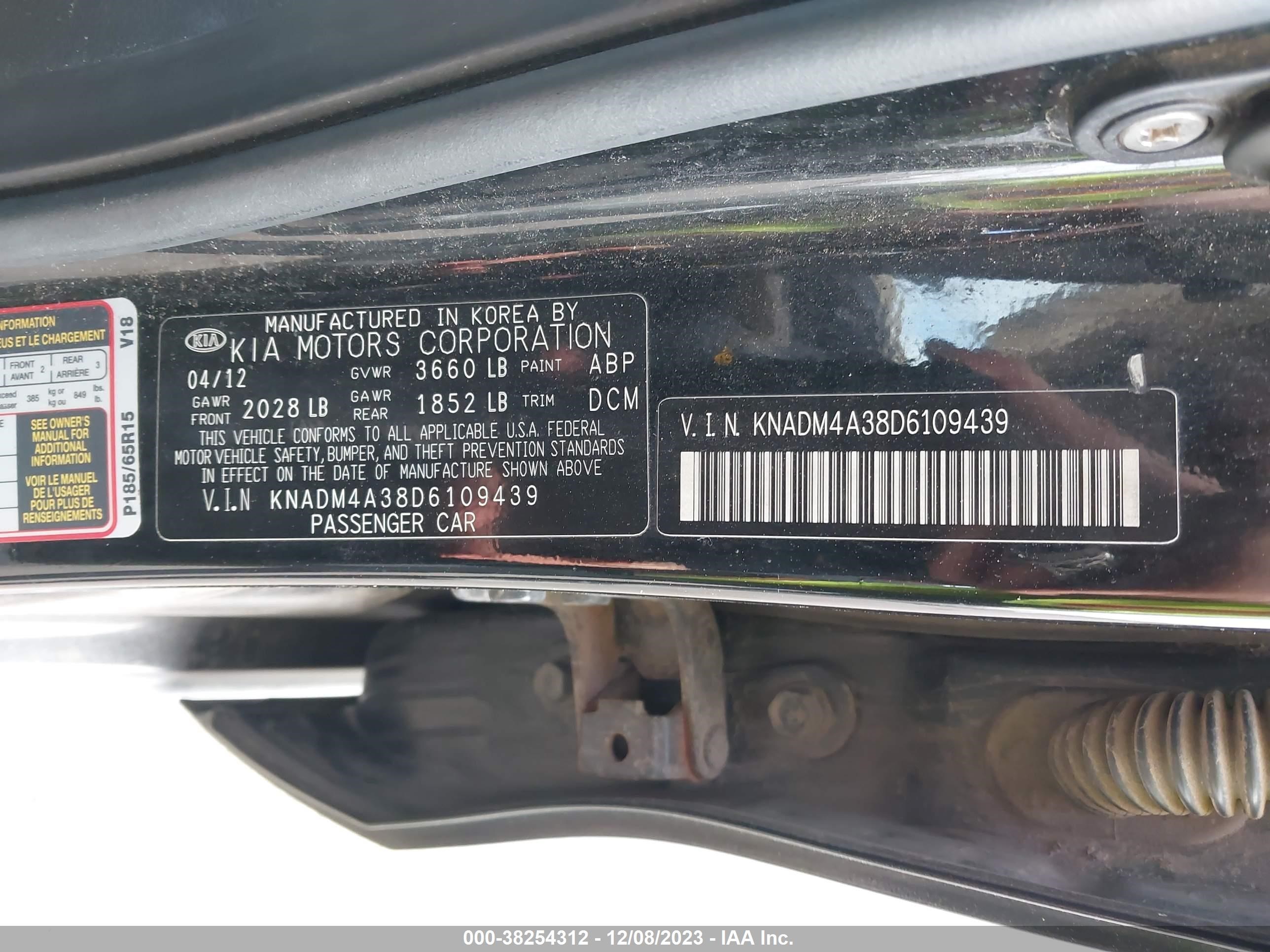 Photo 8 VIN: KNADM4A38D6109439 - KIA RIO 