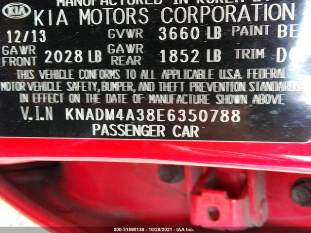 Photo 8 VIN: KNADM4A38E6350788 - KIA RIO 