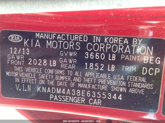 Photo 8 VIN: KNADM4A38E6355344 - KIA RIO 