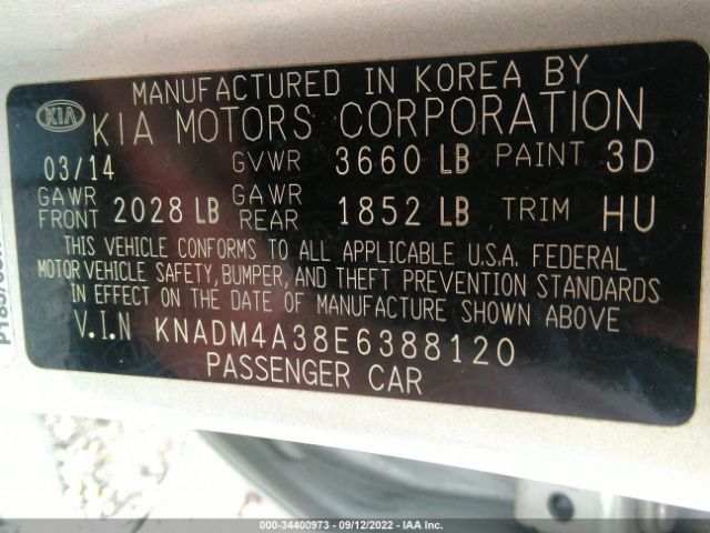 Photo 8 VIN: KNADM4A38E6388120 - KIA RIO 