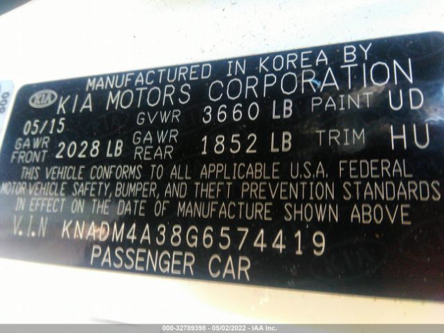 Photo 8 VIN: KNADM4A38G6574419 - KIA RIO 